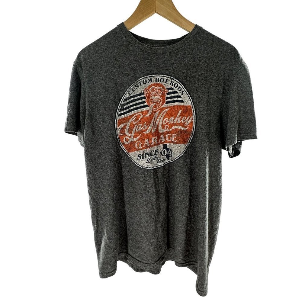 * Gas Monkey Dallas Texas Vintage Sign Logo Grey Short Sleeve T-shirt Size Large